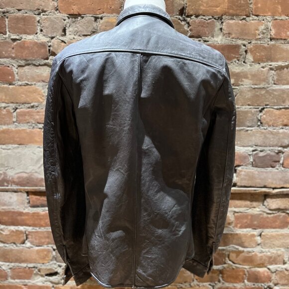 Carpe Diem Black Leather Shirt Jacket – Artisanal Handcrafted Italy (2001) - Picture 3 of 9